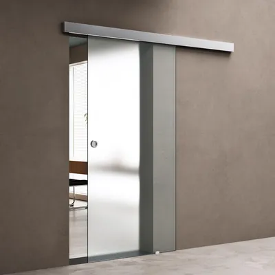 Image de doporro Porte Coulissante en Verre pour L'intérieur 77,5cm x 205cm Verre de Sécurité Opaque Poignée Ronde Porte Glissante Distance au Mur de 15mm Amalfi 12