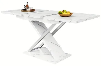 Immagine prodotto di Tavolo allungabile – Tavolo da pranzo estensibile – Tavolino da caffè dal design moderno – Bianco – Salvaspazio