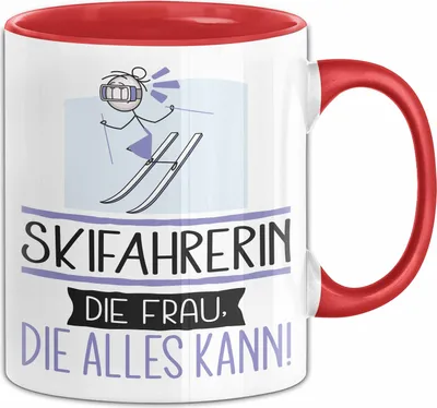Produktbild von Skifahrerin Geschenk Tasse Becher Die Frau Die Allen Kann Geschenkidee für eine Skifahrerin Lustig (Rot)