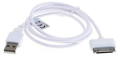 Image de subtel Câble vers USB A 2.0 pour Tablette Apple iPad 1 Gen. - A1219 / A1337 / iPad 2 Gen. - A1395 / A1396 / A1397 / iPad 3 Gen. charge et transfert données data blanc