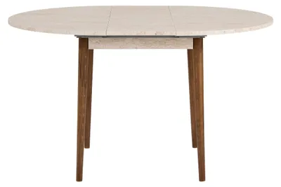 Produktbild von Skye Decor, Erweiterbarer Esstisch, Travertin und Walnuss, 100 x 75 x 100 cm (offen 131 cm) | 100% melaminbeschichtete Spanplatte, 18 mm dick | Moderner skandinavischer Stil, elegant und funktional.