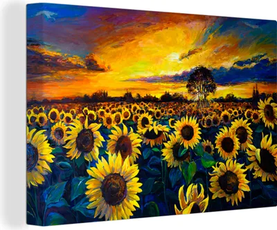 Zdjęcie produktu dla OneMillionCanvasses® - Obraz olejny na płótnie - Fototapeta na płótnie - Obraz - Obraz olejny - Kwiaty - Słonecznik - 150x100cm - Fotografia na płótnie
