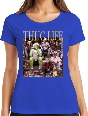 Produktbild von Thug Life Grinch Kevin Allein Zuhause - Weihnachten Christmas Xmas Damen T-Shirt, Blau, M