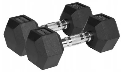 Zdjęcie produktu dla REBEL ACTIVE Hantle Żeliwne Gumowane HEX 2x9kg (18kg)