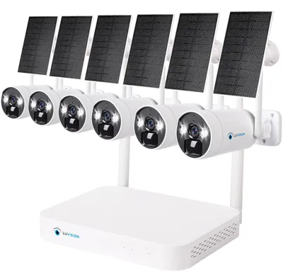 Produktbild von LUVISION Dual WLAN Solar Akku Überwachungssystem 10 Kanal NVR 4MP Überwachungskamera Set Mikrofon