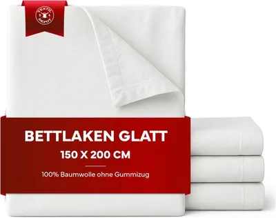 Zdjęcie produktu dla 150 x 200 cm, biały, 100% bawełna, bez gumki