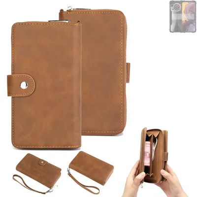 Produktbild von K-S-Trade Handyhülle Schutzhülle kompatibel mit Cubot KingKong 9 & Portemonnee Tasche Handytasche Case Etui Geldbörse Wallet braun (1x)