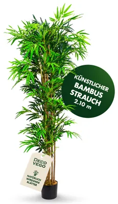 Immagine prodotto di Bambù Grand Pianta Albero Artificiale Plastica Legno 210cm Decovego