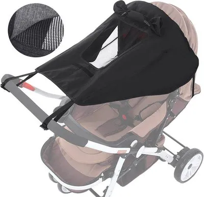 Produktbild von Universal Zelt für Kinderwagen und Buggy - UV 50+ Sonnenschutz mit Sichtfenster - Wasserfest - Schwarz