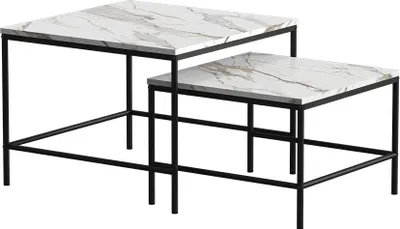 Produktbild von Couchtisch-Set Vicco Ramio Weiß/Schwarz 60 x 60 cm 2 Teile, Model 56411