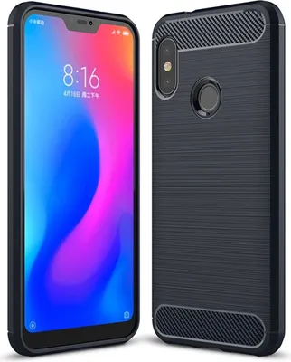 Produktbild von Xiaomi Redmi 6 Pro Hülle Silikon Blau Carbon Optik Case TPU Handyhülle Bumper