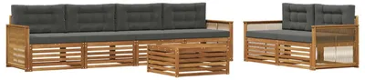 Produktbild von vidaXL Outdoor-Sofagarnitur 7 stk. Natur und Anthrazit
