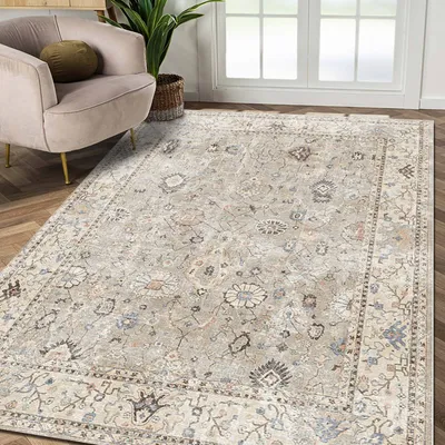 Produktbild von Monty Bedruckter Teppich Chenille-Druck Maschinell Hergestellt 200x300 cm, Waschbarer Teppich Wohnzimmer, Vintage Teppich Schlafzimmer, Antibakteriell