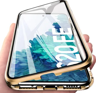 Image de Galaxy S20 FE Case, coque en verre trempé avec adsorption magnétique, cadre métallique, étui de protection complet pour Samsung Galaxy S20 FE Gold