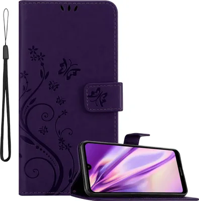 Produktbild von Cadorabo Hülle für Huawei Y7 2019 / Y7 PRIME 2019 Schutz Hülle in Lila Schutzhülle Handy Hülle Etui Case Blumen Flower