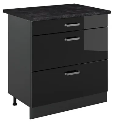 Imagen del producto de Mueble bajo de cocina Vicco R-Line  brillo intenso/Antracita 80 cm con 3 cajones encimera Antracita, Model 72412