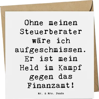 Produktbild von Mr. & Mrs. Panda Grußkarte Spruch Steuerberater Held - Weiß - Geschenk, faltkarte, handgefertigte Geschenke, Beruf, anlasskarte, doppelkarte, Berufsprodukte, Finanzen