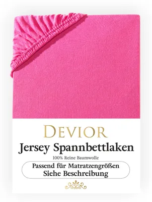Produktbild von Devior Jersey Spannbettlaken 140x200 - 160x200 cm pink Bettlaken 100% Baumwolle bis 22cm Matratzenhöhe Gummizug