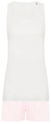 Produktbild von Towel City - Schlafanzug mit Shorts für Damen, Stofftasche LT6215 (XL) (Weiß/Pink)