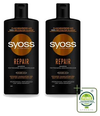 Obrázok produktu pre 2 x Šampón Syoss Repair – pre poškodené a lámavé vlasy – 440 ml – veľké balenie – 2 kusy