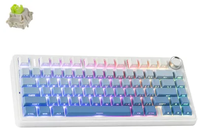 Produktbild von AULA F75 Wireless Mechanische Tastatur 75% RGB Hot-Swap Bluetooth 2.4 GHz USB-C - Gradient Blue Side-Engraved Reaper