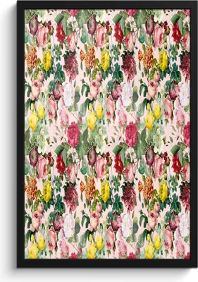 Produktbild von MuchoWow® MuchoWow® Gerahmtes Poster Rosen - Blumen - Muster - Farben 40x60 cm - Poster mit zchwarzem Bilderrahmen - Papierdruck - Wandbilder