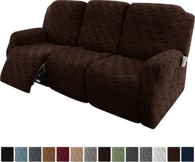 Produktbild von Hussen – Elastischer Sofabezug für Relaxsessel, 3-Sitzer (3-teilig), Dunkelbraun, Vollständiger Sofaschoner fürs Wohnzimmer