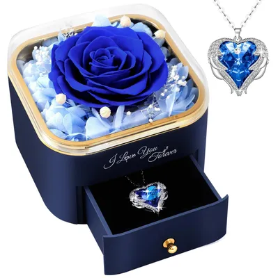 Produktbild von Ewige Rose mit Halskette als Geschenk zum Muttertag