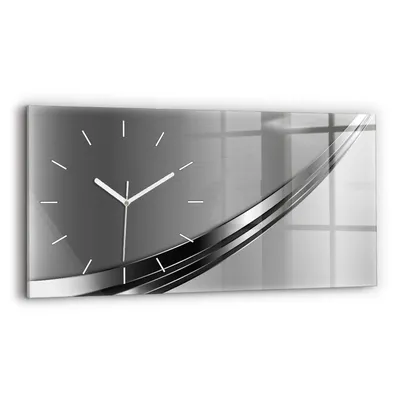 Produktbild von Wallfluent Wanduhr – Stilles Quarzuhrwerk - Uhr Dekoration Wohnzimmer Schlafzimmer Küche - Zifferblatt mit Strichen - weiße Zeiger - 60x30 cm - Silberlinien
