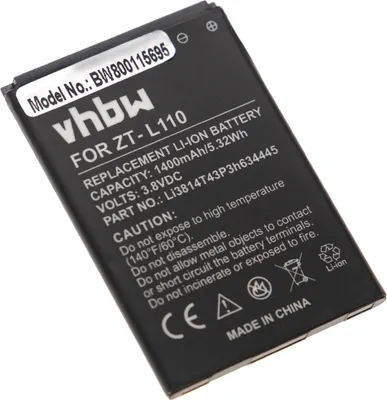 Produktbild von vhbw Akku Ersatz für ZTE Li3814T43P3h634445 für Handy Smartphone Telefon (1400 mAh, 3,8 V, Li-Ion)