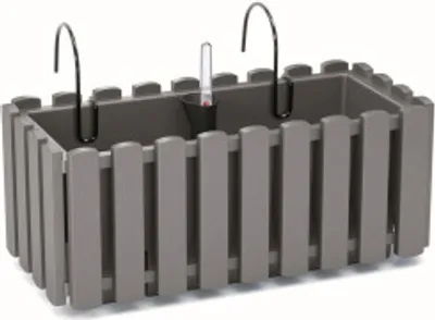 Produktbild von květináč truhlík s držákem 38cm BOARDEE FENCYCASE W DDEF400W-405U šedý plastový PROSPERPLAST