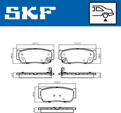 Produktbild von SKF Bremsbeläge Satz Hinten Bremsklötze für KIA SORENTO I (JC) VKBP 91082 A