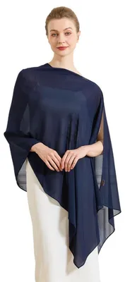Produktbild von Damen Chiffon Schal Elegant Stola Wrap Poncho Cape Marineblau Einheitsgröße