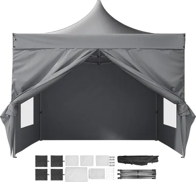 Image de SucceBuy Abri pop-up 10x10 FT avec parois latérales amovibles, tente étanche résistante aux UV pour événements en plein air, terrasse, jardin, camping