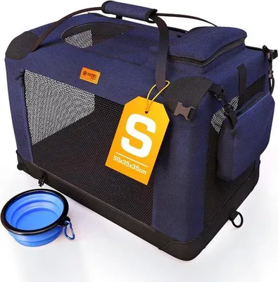 Obrázek produktu pro Přepravní box do auta pro malé psy, rozměry 50 x 35 x 35 cm, hmotnost 7 kg, skládací