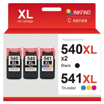 Produktbild von INKFIND 540XL 541XL Tintenpatrone kompatibel mit Canon 540 Canon540 Canon541 Canon 541 Canon PG-540 PG-540XL CL-541 CL-541XL Hohe Kapazität / 3er-Pack