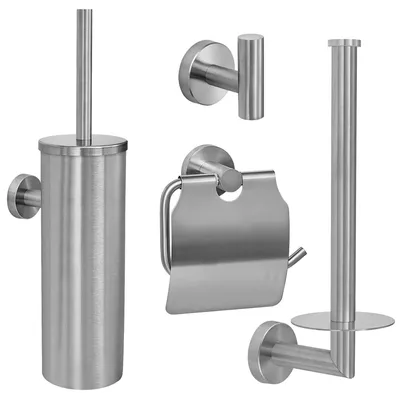 Produktbild von VDN Stainless Toilettengarnitur silber 4-teilig - Gebürsteter Edelstahl
