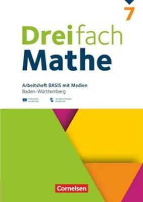 Obrázek produktu pro Dreifach Mathe 7. Schuljahr - Baden-Württemberg - Basis - Arbeitsheft mit Medien und Lösungen