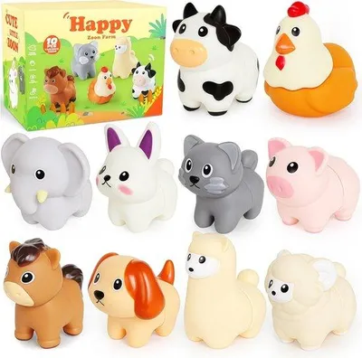 Produktbild von Tiere Stapelspielzeug – Educatives Spielzeug Kleinkind – Montessori Spielzeug – 10 Stück Little People Tiere Matchspiele – für 1-4 Jahre