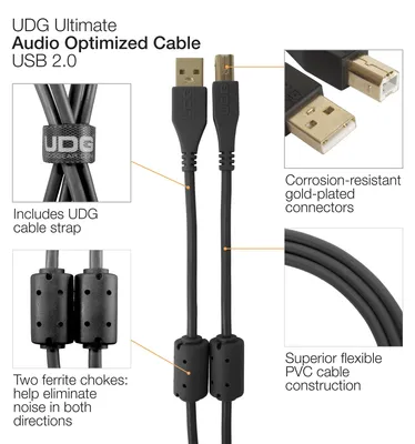 Immagine prodotto di Cavo USB, 1 metro, nero, UDG Ultimate, ad alta velocità, ottimizzato per l'audio