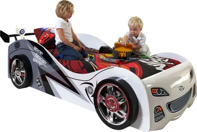 Produktbild von Autobett Kaliya 240x111x65 Kinderbett Spielbett MDF Weiß