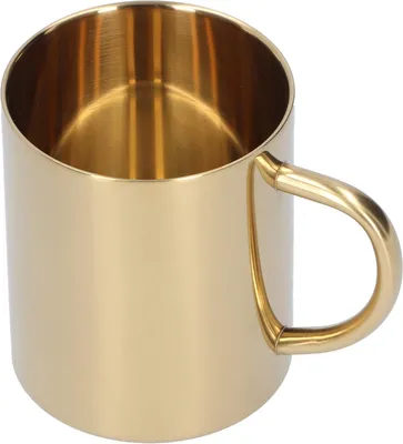 Image de Tasse à double paroi en acier inoxydable 304, anti-brûlure, pour café, thé et eau, avec anse, 400 ml (dorée)