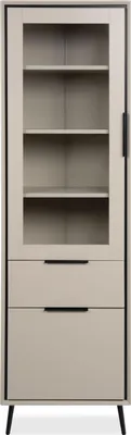Image de CALICOSY - Buffet haut 1 porte vitrée, 1 porte et 1 tiroir cappucino et noir L60cm - ARONA