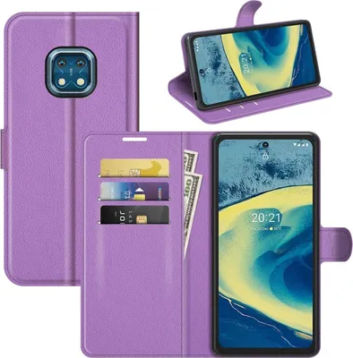 Zdjęcie produktu dla Pokrowiec König Design kompatybilny z Nokia XR20 pokrowiec ze skóry syntetycznej na telefon komórkowy - fioletowe etui na telefon komórkowy