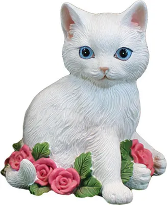 Image de Statue de Chat Ornement Couleur Blanc Chat Ornements en Résine Statue de Jardin