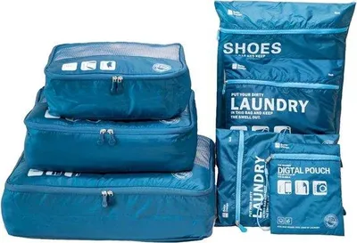 Obrázek produktu pro Uniqoos® cestovní organizér, 7 kusů – lehké, voděodolné cestovní obaly a organizéry do kufru s prodyšnou síťovinou, včetně obalů na boty, prádlo a elektroniku
