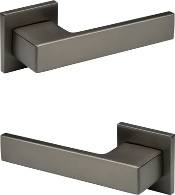 Produktbild von HEXIM Türgarnitur, Zimmer Türgriff WC / Bad Aluminium matt in 4 Farben - Ricardo Borelli Q06 (Türklinke, graphit) Türdrückergarnitur Zimmertüren