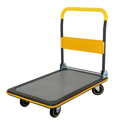 Produktbild von Greenbite Klappbarer Plattformwagen 150 kg – Transportwagen aus Stahl, 72×49 cm, rutschfester Griff, stabile Metallkonstruktion, PolyurethanLenkrollen