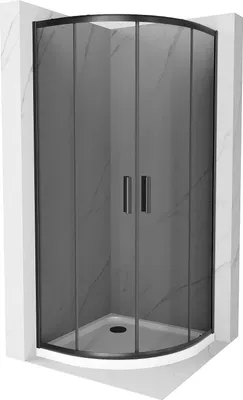 Immagine prodotto di Mexen Rio cabina doccia semicircolare 80 x 80 cm, grafite, nero + piatto Flat, bianco - 863-080-080-70-40-4110B