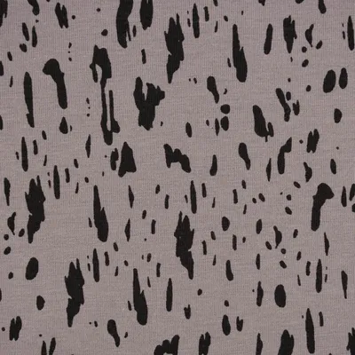 Produktbild von Baumwolljersey Stoff Meterware Tupfen Striche grau schwarz 1,5m